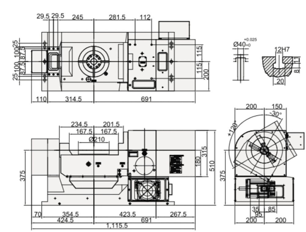 Наклонно-поворотный стол с ЧПУ GTFE-212S 